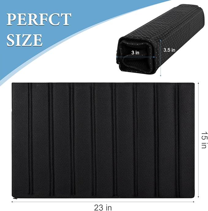 Ultra Quick Drying Stone Bath Mat Diatomaceous Earth Shower Mat Non-Slip Foldable Dish Drying Mats for Bathroom Floor, Kitchen Counter, Pet, 23x15, Black