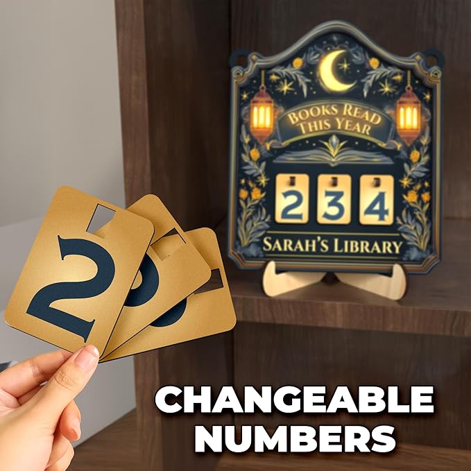 Personalized Books Read This Year Wooden Sign, Reading Tracker Book Counter, Home Library Decor, Fantasy Bookshelf Accessories, Christmas Bookworm Gift for Women, Book Lovers, Readers, Librarians