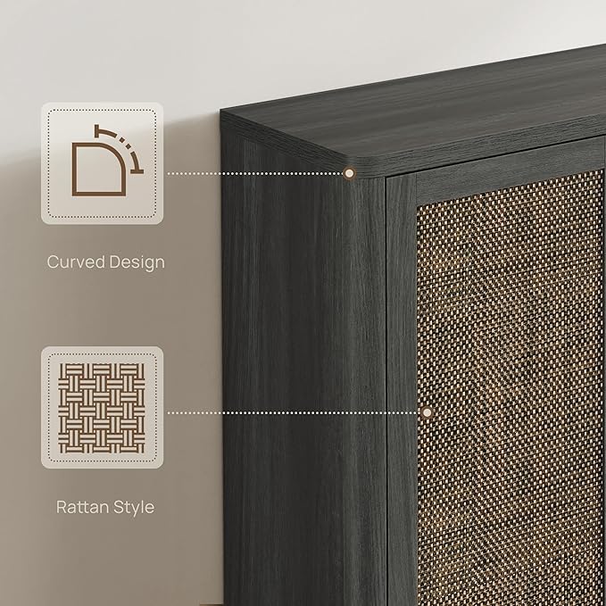 SICOTAS Rattan Shoe Storage Cabinet - Modular Shoe Cabinets with Door Tall Large Shoe Cabinet Storage for Entryway - 65.6" Wide Modular Cabinet for Hallway, Living Room