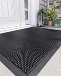 DEXI Front Door Mat Outside Entrance, 36x48 Heavy Duty Non-Slip Rubber Entry Mats, Dirt Trapping Waterproof Low-Profile Welcome Doormat for Entryway, Black
