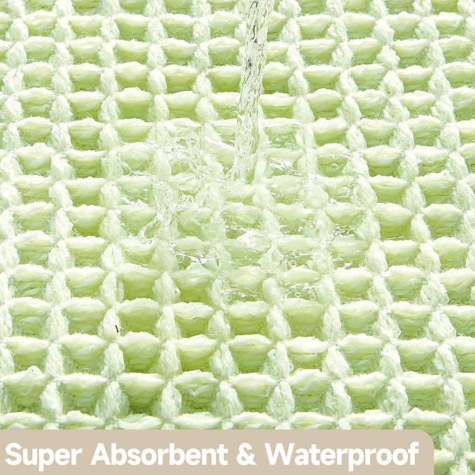 Waffle Bath Mat, Boho Bathroom Rugs Non Slip Washable Super Absorbent Quick Dry Cute Bath Mat Farmhouse Bathroom Decor, 24"x16" Pale Green