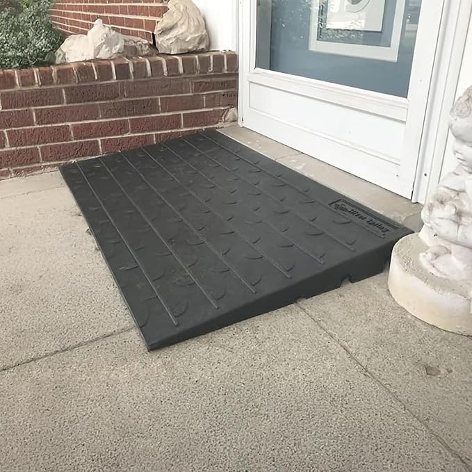 Silver Spring 2.5" High Rubber 3-Channel Threshold Ramp for Wheelchairs, Mobility Scooters, and Power Chairs, with Slip-Resistant Surface - DH-UP-8