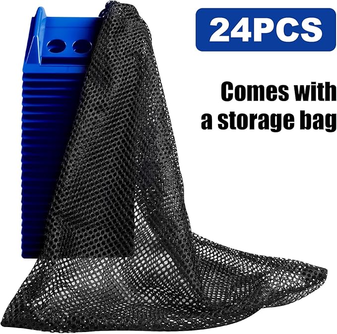 24 Pack 4" Flatbed Edge Protectors with Carrying Case, 4" Winch Ratchet Straps Plastic Corner Protectors for Flatbed Cargo Load (Blue)