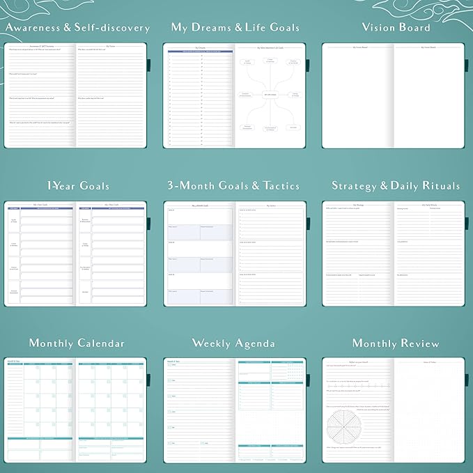 Legend Weekly Colorful Planner 2nd Edition – Undated Life & Work Agenda Journal for Time Management, Goal Setting, Productivity, Tasks & To Do Lists – A5 size, 5.8 ″ x 8.3″, Hardcover – Dark Teal