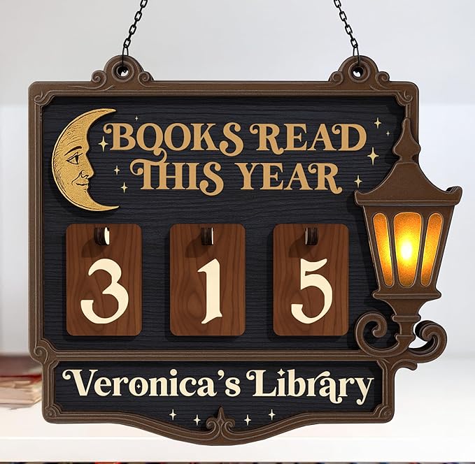 Personalized Book Tracker Sign, Custom Books Read This Year Counter with Name, Reading Tracker Frame Up to 999 Books, Book Lover Gift for Readers, Librarians, Writers, Home Library Bookshelf Decor