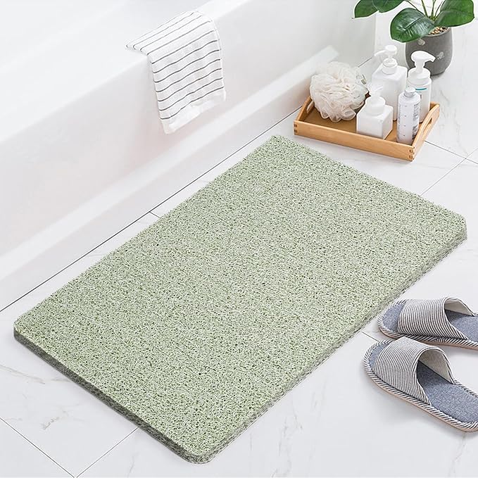 Joyhalo Shower Mat Bathtub Mat Non Slip, Bathmats Non Slip, Quick Drying Foot Scrubber Loofah Mats for Shower, Tub, Bathroom, Home, 32x24inch, Mint Green