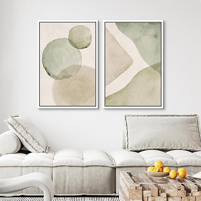 MUDECOR Framed Canvas Print Wall Art Dynamic White Brushstroke Abstract Illustrations Modern Art Decorative Bohemian Colorful Chic for Living Room, Bedroom, Office - 24"x36"x2 White