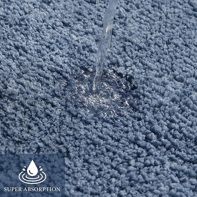 MIULEE Dusty Blue Absorbent Bathroom Rugs, Soft Large Bath Mats Non-Slip and Quick-Drying for Bathroom Floor Bathtub Showers, Machine Washable Carpet (24 x 36 Inches)
