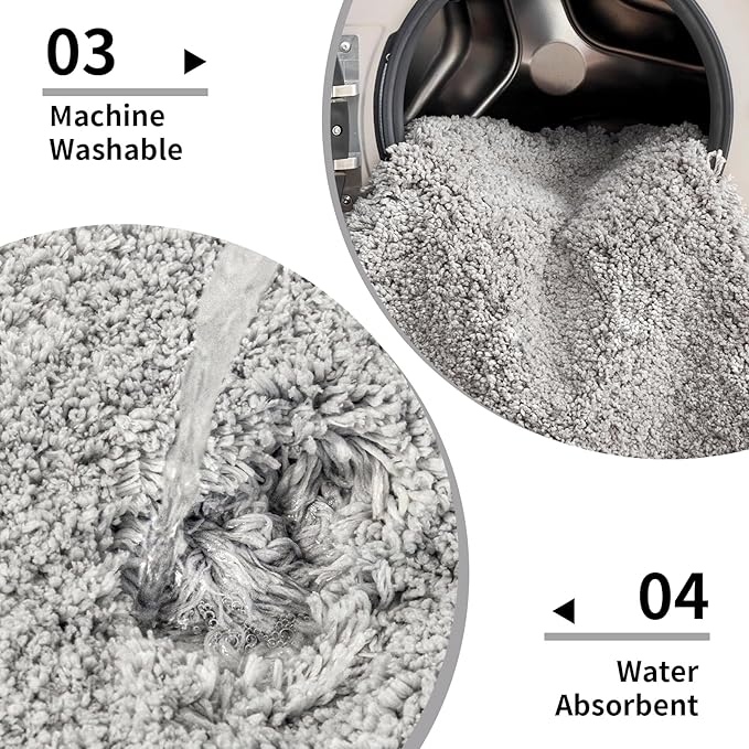 Gray Bathroom Runner Rug 24x70 Non Slip Fluffy Long Bath Mat for Bathroom Floor Washable Plush Luxury Bath Rug for Tub Absorbent Shower Sink Mat Bedside Rug