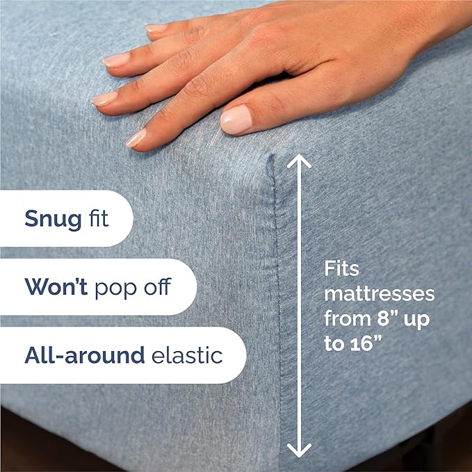 King 6 Piece Sheet Set - Cooling & Breathable Bed Sheets - Hotel Luxury Bed Sheets for Women, Men, Kids & Teens - Bedding w/Deep Pockets & Easy Fit - Soft & Wrinkle Free - King Heathered Blue Sheets