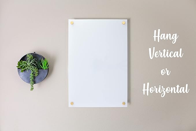 Acrylic Dry Erase Board for Wall with Stylish Border - Shipped Next Day, Made in USA, Non-Magnetic Whiteboard, Wall Mounted Board, Easy to Clean (White - 16x20)