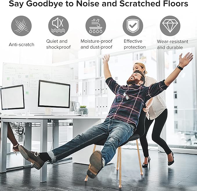 32PCS Upgraded Silicone Chair Leg Floor Protectors for Hardwood Floors, Furniture Sliders for Chair Legs, Felt Bottom Furniture Pads, Anti-Slip Round&Square Cap Covers to Scratch and Reduce Noise