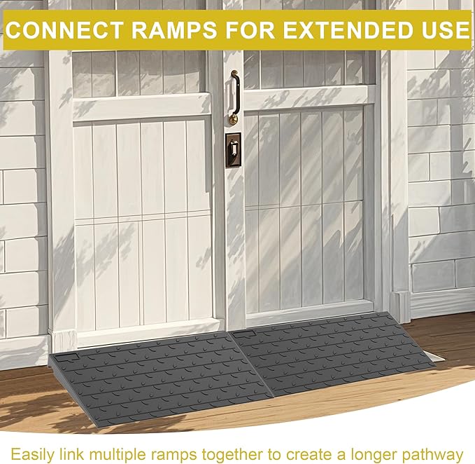 OrangeStar Heavy Duty Rubber Threshold Ramp – 2.5" Rise Wheelchair & Scooter Ramp with Cord Channel, Non-Slip Angled Entry for Doorways, Steps & Garages, 2200 LBS Capacity (Black, 36" Length)