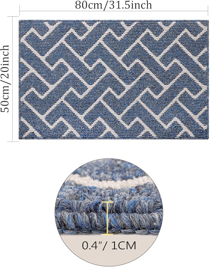 hicorfe Indoor Doormat,Front Back Door Mat Rubber Backing Non Slip Door Mats 20"x31.5" Absorbent Resist Dirt Entrance Doormat Inside Floor Mats for Entryway Washable Low-Profile(Light Blue)