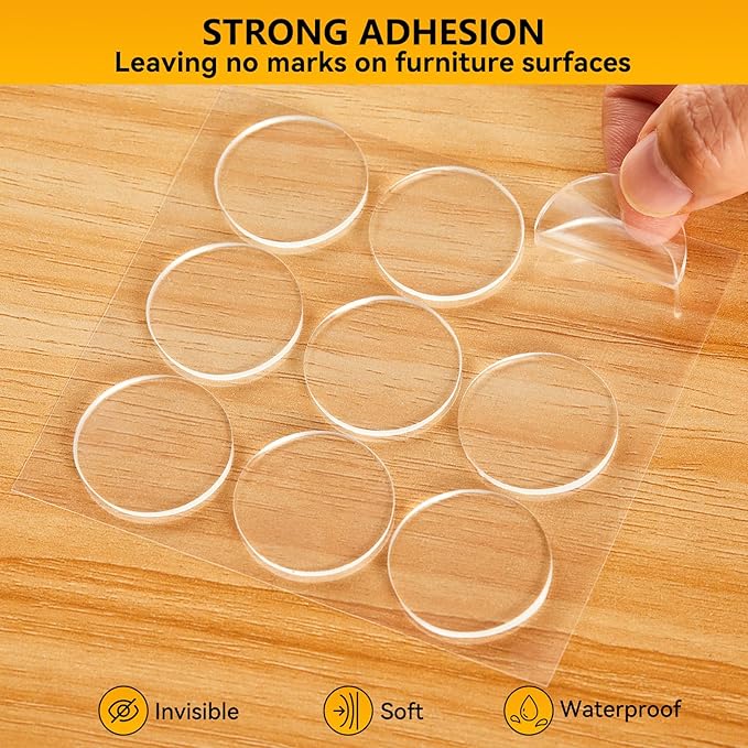 6pcs Wall Bumpers, Clear Wall Protectors, Door Bumpers for Doorknob, Furniture Bumpers,Reducing Noise,Protecting Walls,Using for Entrance Door,Cabinet Door,Fridge Door, Wall Bumper (35*35mm)