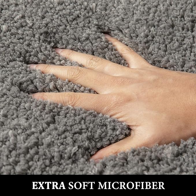 MIULEE Grey Absorbent Bathroom Rugs, Soft Large Bath Mats Non-Slip and Quick-Drying for Bathroom Floor Bathtub Showers, Machine Washable Carpet (24 x 36 Inches)