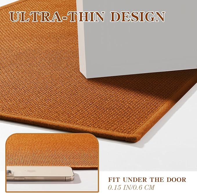 chakme Bathroom Rugs Mat 47x24, Ultra Thin Non Slip Bath Mat Large Quick Dry Absorbent Bath Mat for Bathroom, (Orange, 47"x24")