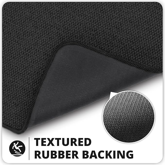 Bath Mat,Ultra Thin Bathroom Runner Rugs,Large Bath Mats for Bathroom,Quick Dry,Non-Slip,Machine Washable,Low Pile,Bath Rug,Shower Outside,Sink,Home Decor Accessories.Black,3'x5'(36x60inch)
