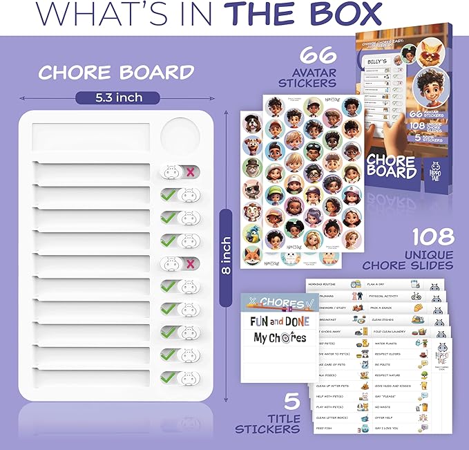 Chores Chart for Kids - Daily Routine Chart for Kids with Checklist & Stickers, Magnetic Kids Chore Chart - Chore Board Visual Schedule for Kids with Autism & Best ADHD Tools for Kids