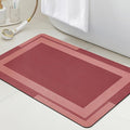 Christmas Ultra Thin Bath Mat, Upgrade Backing Non Slip Thin Bath Mats Fit Under Door, Quick Dry Ultra Absorbent Bathroom Rugs, Machine Washable Bath Rugs for Bathroom, Bathtub, Red/Bordered/32"x20"