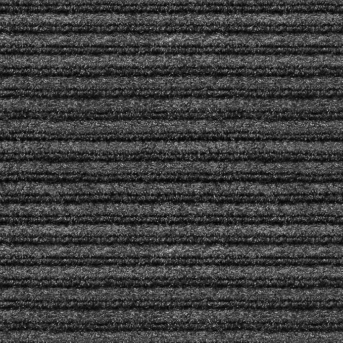 House, Home and More Indoor Outdoor Double-Ribbed Carpet Runner with Skid-Resistant Rubber Backing - Smokey Black - 4 Feet x 10 Feet