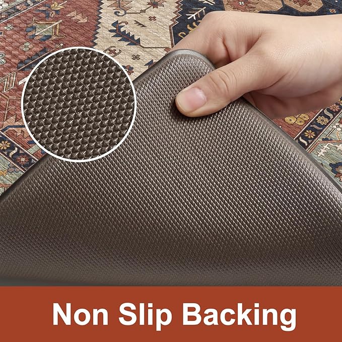 KIMODE Farmhouse Kitchen Mats,Anti Fatigue Kitchen Rugs Sets of 2, Non Slip Waterproof Kitchen Floor Mats, Ergonomic Cushioned Comfort Standing Mat for Laundry, Office, Sink,Desk,Red