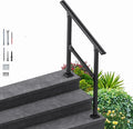 3 Steps Handrail for Outdoor Steps, Premium Aluminum Alloy Railing Set, Porch Railing Kit,Free Installation Kits Included, Used Under Harsh Weather Conditions,Rust Free, for 2-3 Steps