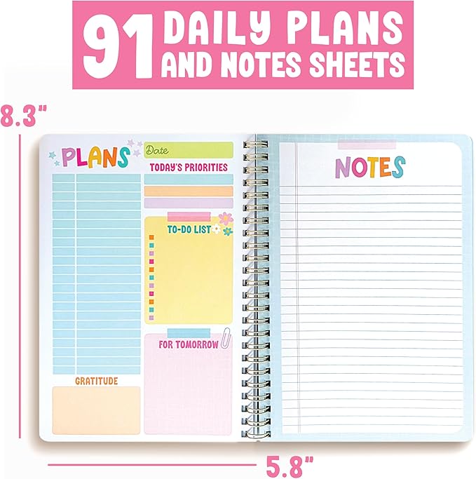 Undated Daily Planner Notebook - Undated Planner Notebooks, Daily To Do List Planners, To Do List Notebook for Work Organization, Day Schedule Planners for Kids and Adults