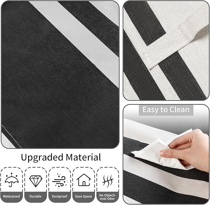 2 Pack Laundry Baskets 100L Extra Large, Waterproof Freestanding Collapsible Laundry Hamper with Reinforced Handles, Black Clothes Hamper for Dorm, Bathroom, Bedroom, Laundry Room