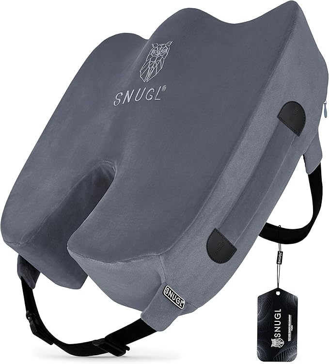 SNUGL Seat Cushion for Tailbone & Back Pain Relief – Orthopedic Memory Foam Coccyx Pillow for Office, Desk & Gaming Chairs – Sciatica & Lower Back Pain Relief, Long Sitting Comfort