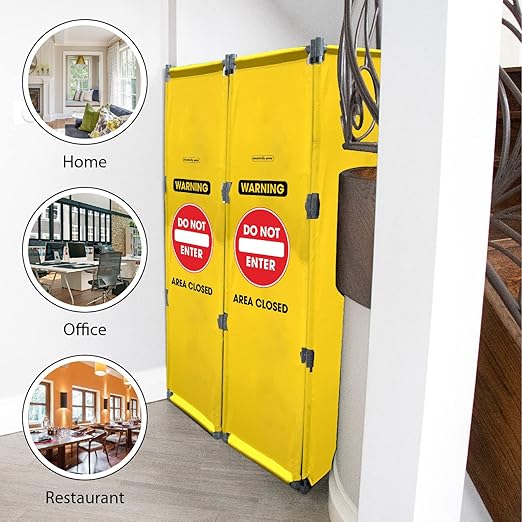 Essentially Yours "Do Not Enter" Foldable Safety Barricade | High Visibility Yellow 6 Foot Portable Safety Barrier with Heavy Duty PVC Frame