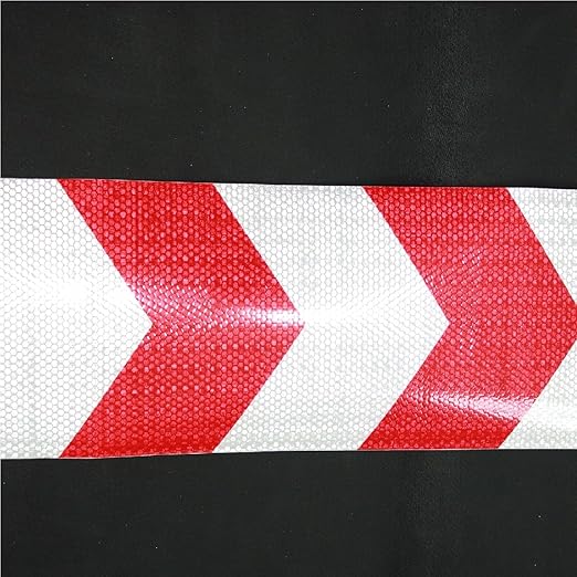 Red and White Reflective Tape Outdoor Waterproof 8 inch X 66 feet, High Visibility Hazard Conspicuity Safety Marking Tape