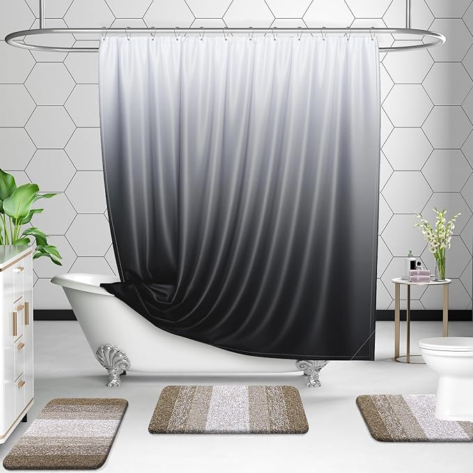 OLANLY Bathroom Rug Set 2 Piece, Soft Absorbent Microfiber Bath Rug Set, Non-Slip, Machine Wash Dry, Plush Shaggy Bath Mats for Bathroom (30"x20"+24"x16", Coffe)