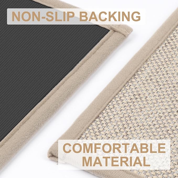 LEKEEPGO Long Door Mat 24"x59", Non Slip Door Mat Indoor Entrance, Rubber Backing Front Indoor Doormat Washable Absorbent Low-Profile Entryway Entry Resist Dirt Inside Hallway Door Mats, Khaki