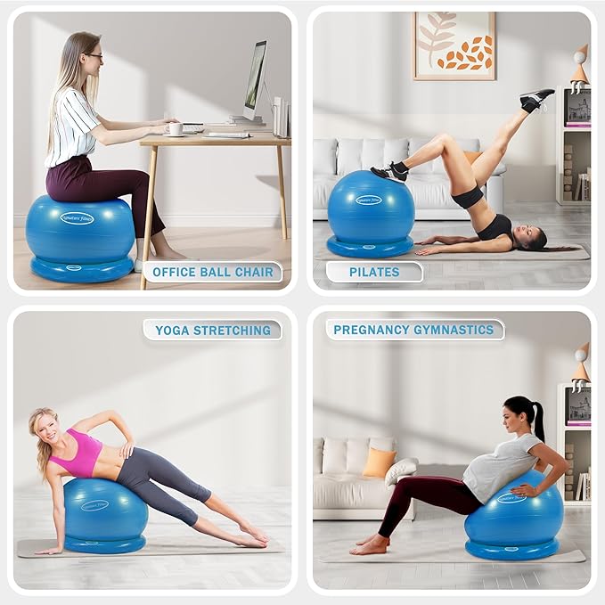 Fitvids Anti-Burst and Slip Resistant Exercise Yoga Fitness Birthing Ball with Quick Pump, 2,000-Pound Capacity, Multiple Colors and Sizes