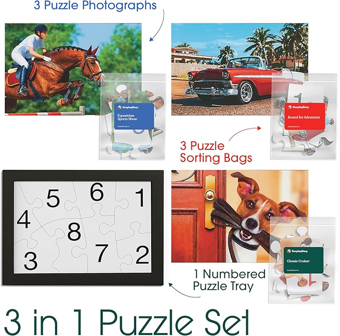 Keeping Busy Numbered 3 Pack Large Piece Puzzles for Seniors | Dementia Activities for Seniors Game Dementia Products for Elderly Alzheimers Activities (Numbered Puzzle)