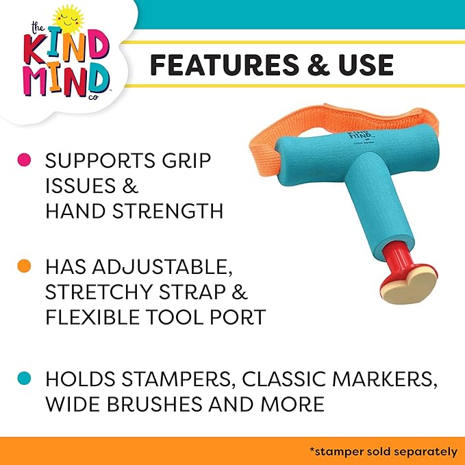 T-Shaped Grip Tool - The Kind Mind Company™ Adaptive Art, Accessibility Aid for Kids & Adults, Mobility Aid for Painting, Drawing, Gripping - Large, 2-Pack