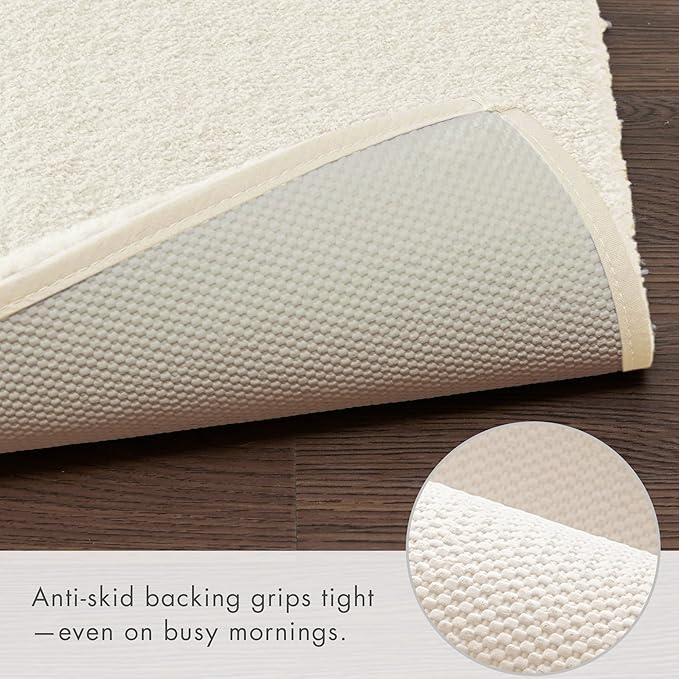 Madison Park Non Slip, Luxrurious Plush Mat, Absorbent, Quick Dry, Spa Design Bath Room Décor Marshmallow Bathroom Rug, 20x24, Cream