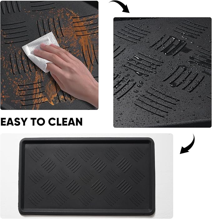 Rubber Boot Tray, Shoe Tray for Entryway, Multipurpose Boot Mat, Shoe Mat Indoor and Outdoor, 16x27.5,Black