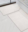 chakme 2 Piece Bathroom Rug Set, Ultra Thin Bath Mat, Absorbent, Non Slip, Machine Washable, White, 17" x 24"