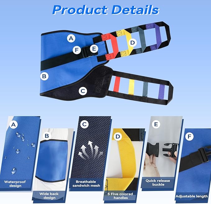 Transfer Belt Transfer Sling for Nursing Patients, Standing & Supports & Transfer Aids for Elderly, Gait Belt for Patient Care, Transfer Belt for Bedridden Patient
