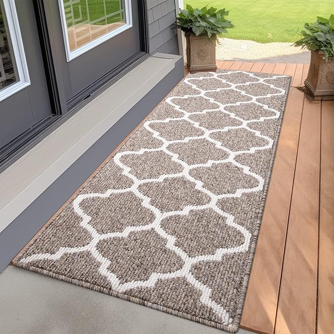 OLANLY Indoor Door Mat, 59x20, Non-Slip Absorbent Resist Dirt Entrance Mat, Washable Low-Profile Inside Floor Doormats for Entryway, Brown