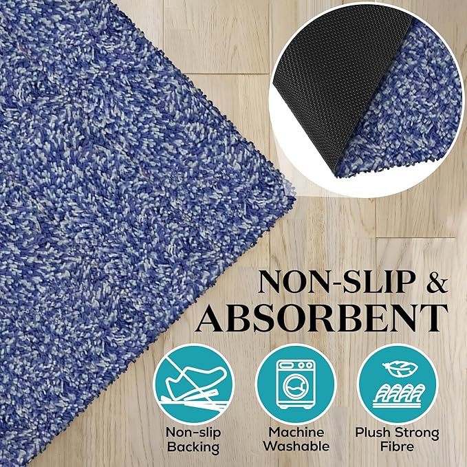 Premium Microfiber Indoor Door Mat – 32"x48" Washable Entry Mat, Non-Slip, Waterproof Backing, Super Absorbent, Low Profile Entryway Doormat for Indoor Entrance