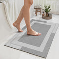 Non Slip Bath Mat, Rubber Backing Ultra Thin Bathroom Rugs Fit Under Door Quick Dry Super Absorbent Washable Bath Rug Shower Mat for Bathroom Floor Bathtub Shower Sink, Easy Care Gray 16"x 24"