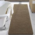 LOCHAS Luxury Bathroom Rug Shaggy Bath Mat 24 x 70 Inch, Washable Non Slip Bath Rugs for Bathroom Shower, Soft Plush Chenille Absorbent Carpets Mats, Tan