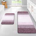 OLANLY Bathroom Rug Set 2 Piece, Soft Absorbent Microfiber Bath Rug Set, Non-Slip, Machine Wash Dry, Plush Shaggy Bath Mats for Bathroom (47"x20"+24"x16", Mauve)