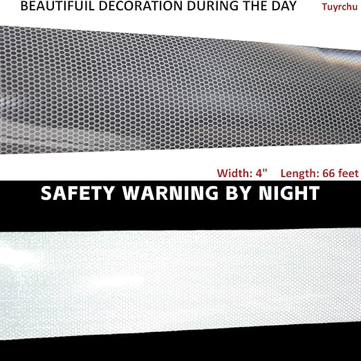 Silverer Reflective Tape 4 inch Wide, Outdoor Waterproof Hazard Conspicuity Warning Industrial Marking Tape (66 feet)