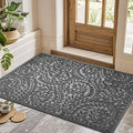 Bulijojo Front Door Mat Entrance,Durable Heavy Duty Welcome Mat,Thick Absorbent Natural Rubber Non Slip Mat,Sturdy Entryway Grey 47"x32"