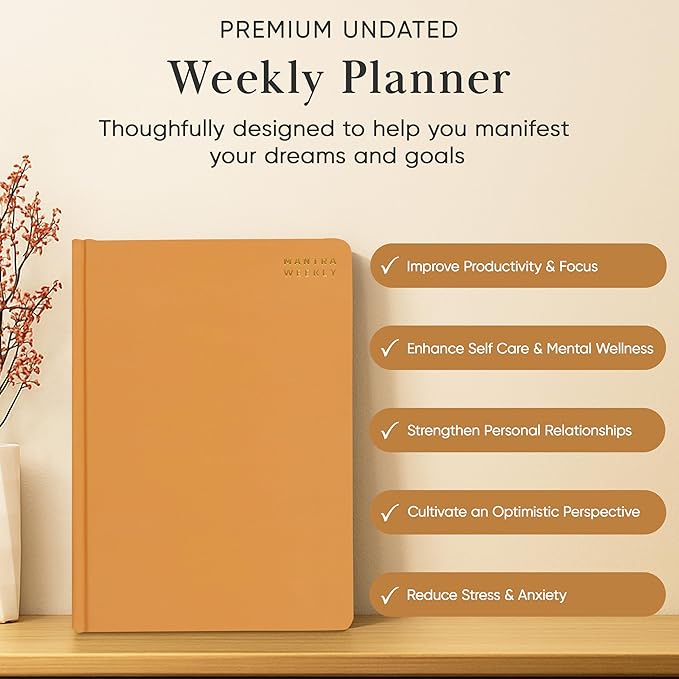 2026 Planner, Daily Journal & Gratitude Journal All-In-One with To Do List, Self Care Prompts & Habit Tracker - 7 x 10 - Orange