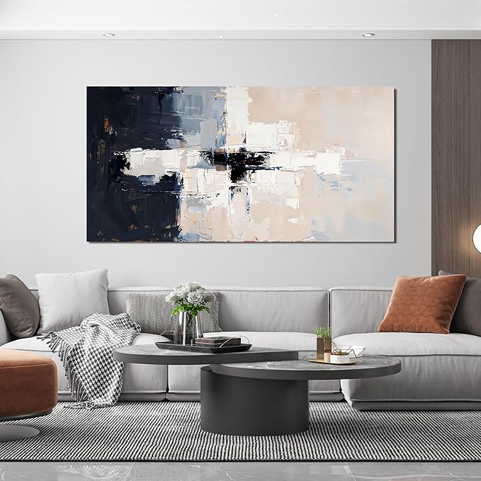 Abstract Wall Art Decor Modern Wall Art Pictures for Living Room Black and White Wall Art Decor Abstract Canvas Art Wall Decor Large White Wall Art Prints Artwork for Walls Home Office Decor 24" X 48"